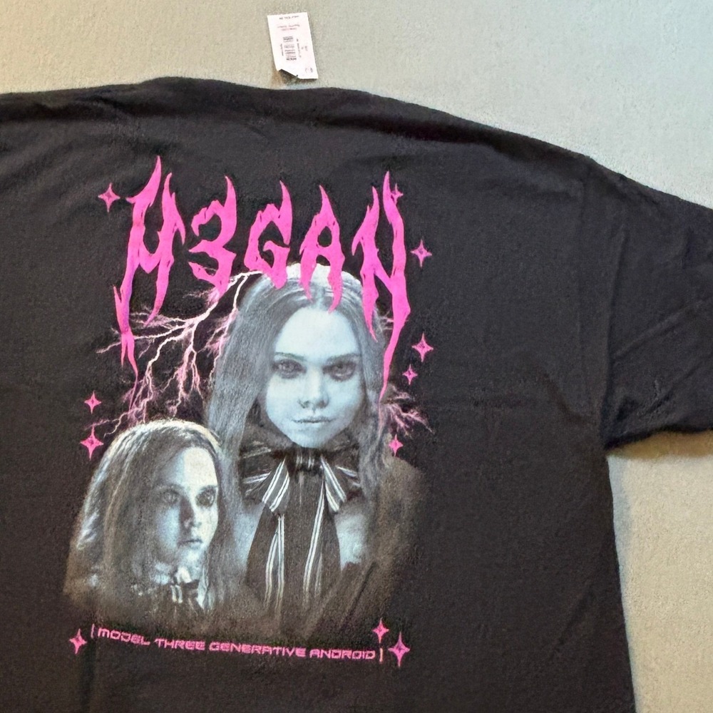 M3GAN Movie T Shirt Mens 2XL Black Pink Horror Graphic Spencers New With Tags